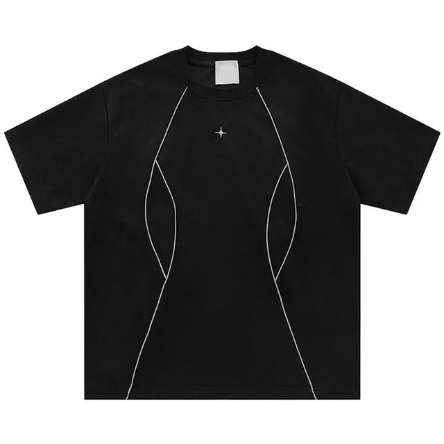 Men Suede Tshirt Reflective Striped