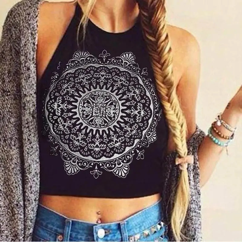 Compass Mandala Halter Tops